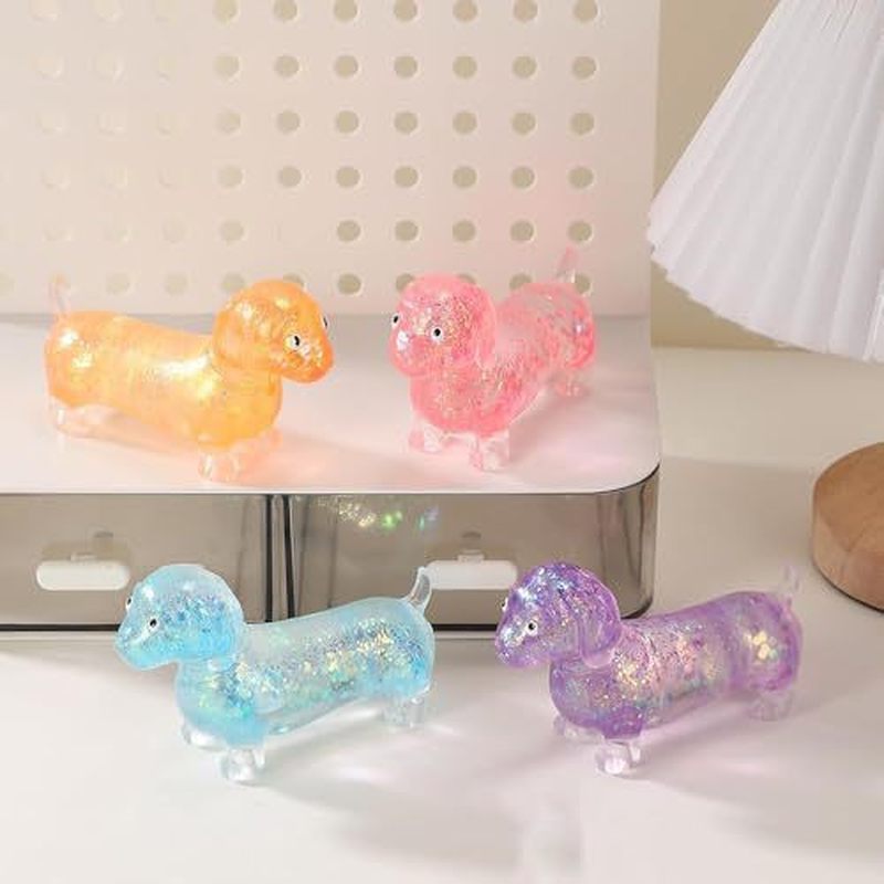 Resin Craft Material - Boneka Dachshund Berkilauan, Alat Pereda Stres