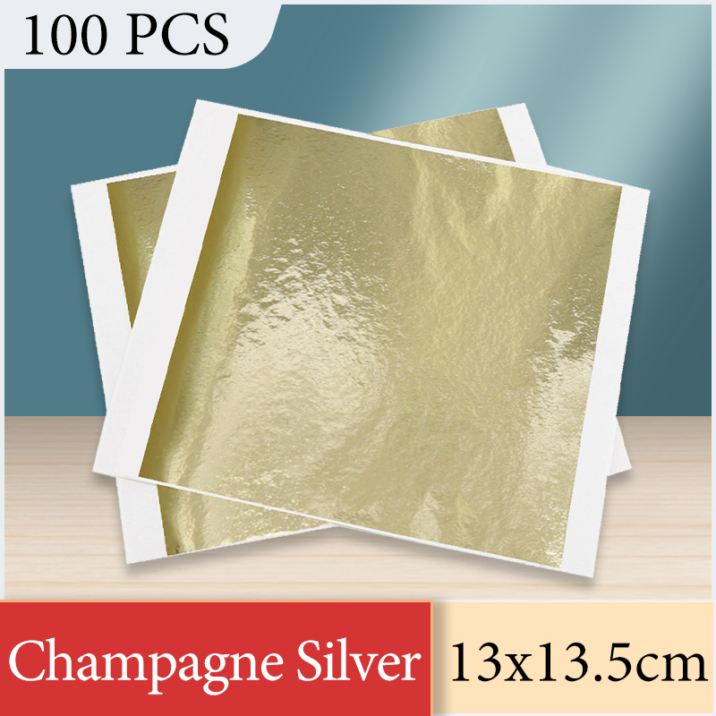 Gold Foil Flakes - Kertas Foil perak sampanye 13x13.5cm lembar