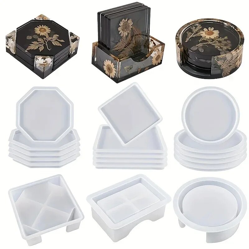 Gold Foil Flakes - Set cetakan Resin Coaster termasuk 1
